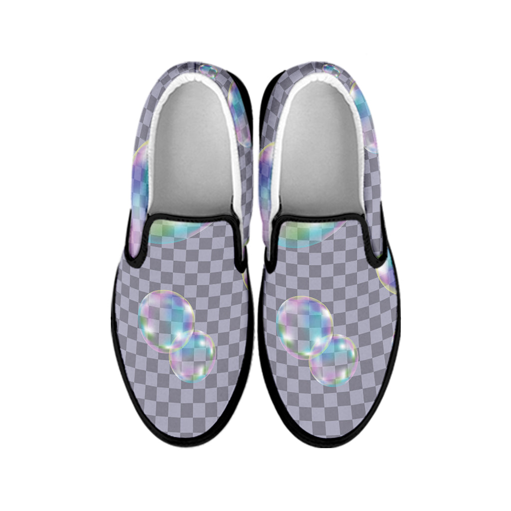 Colorful Soap Bubble Print Black Slip On Shoes