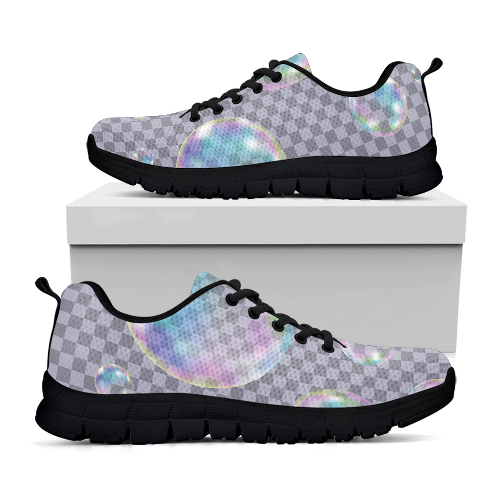 Colorful Soap Bubble Print Black Sneakers