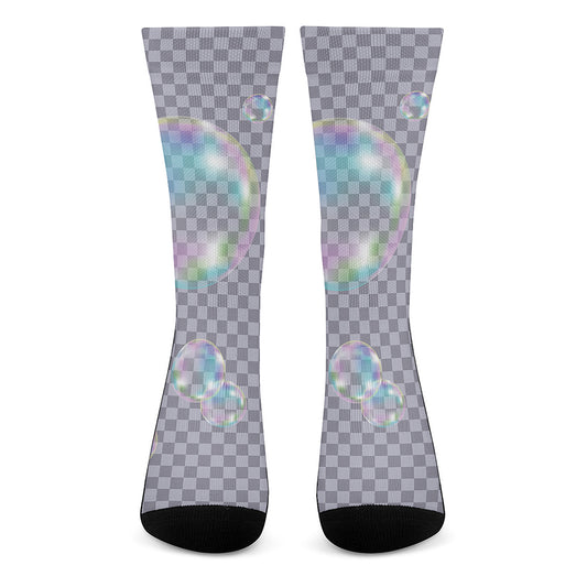 Colorful Soap Bubble Print Crew Socks