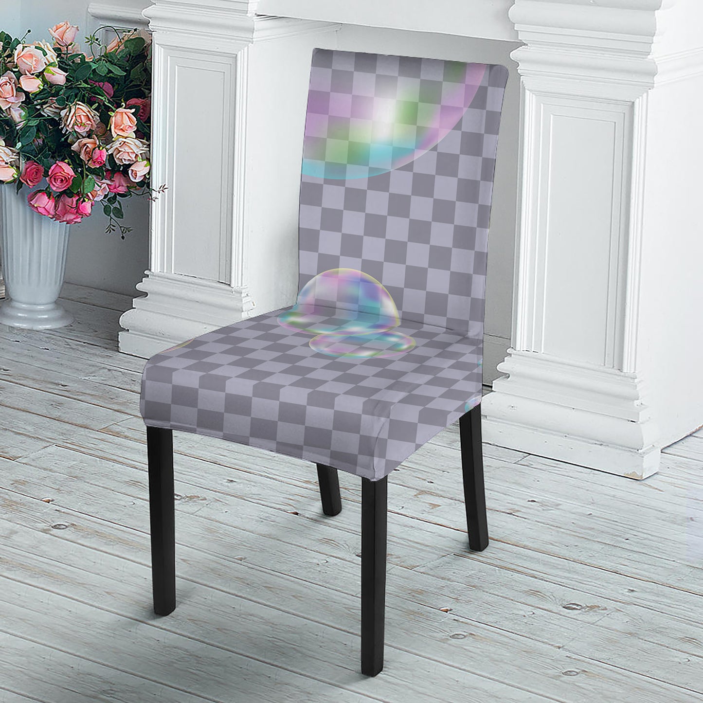 Colorful Soap Bubble Print Dining Chair Slipcover