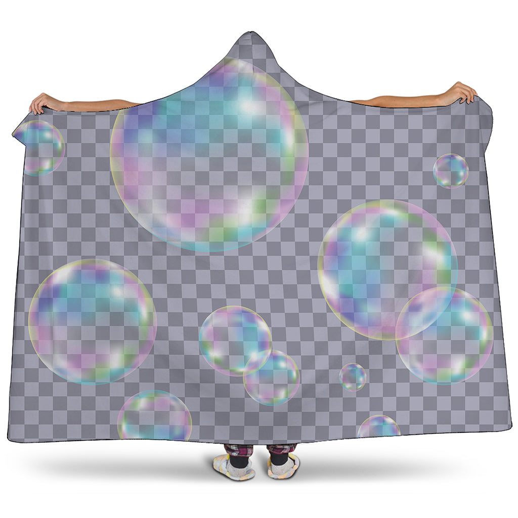 Colorful Soap Bubble Print Hooded Blanket