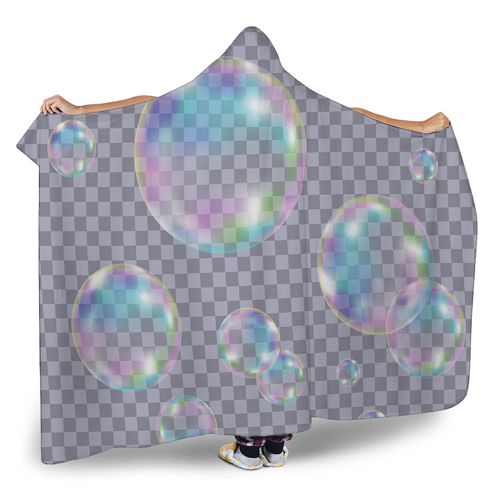 Colorful Soap Bubble Print Hooded Blanket
