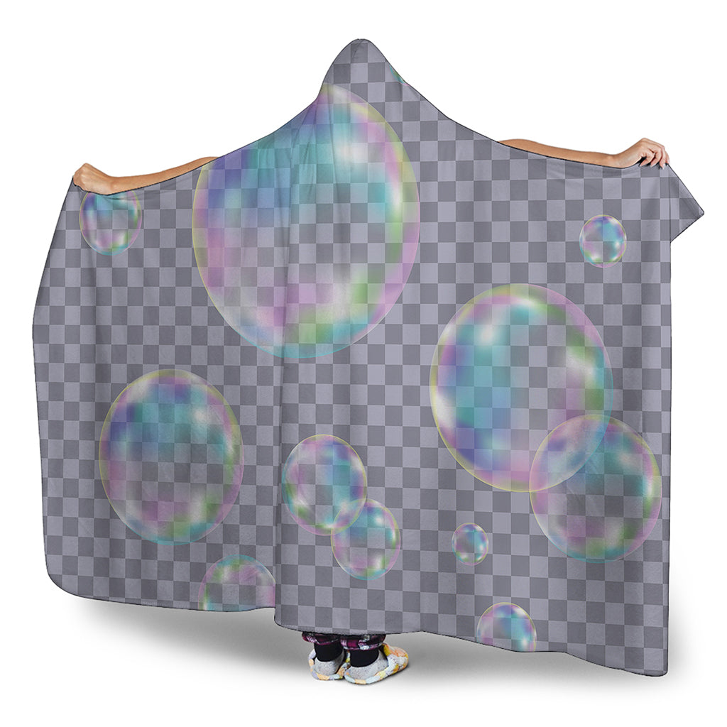 Colorful Soap Bubble Print Hooded Blanket