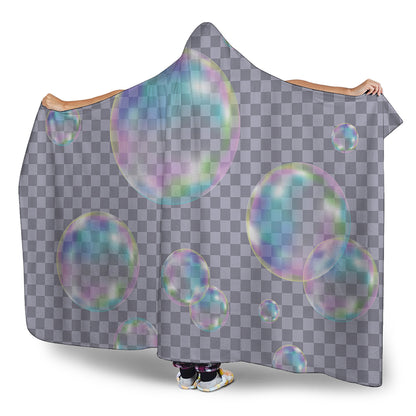 Colorful Soap Bubble Print Hooded Blanket