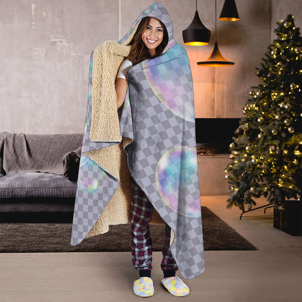 Colorful Soap Bubble Print Hooded Blanket