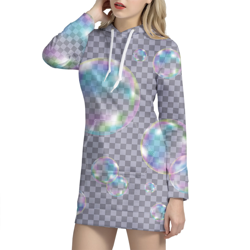 Colorful Soap Bubble Print Pullover Hoodie Dress