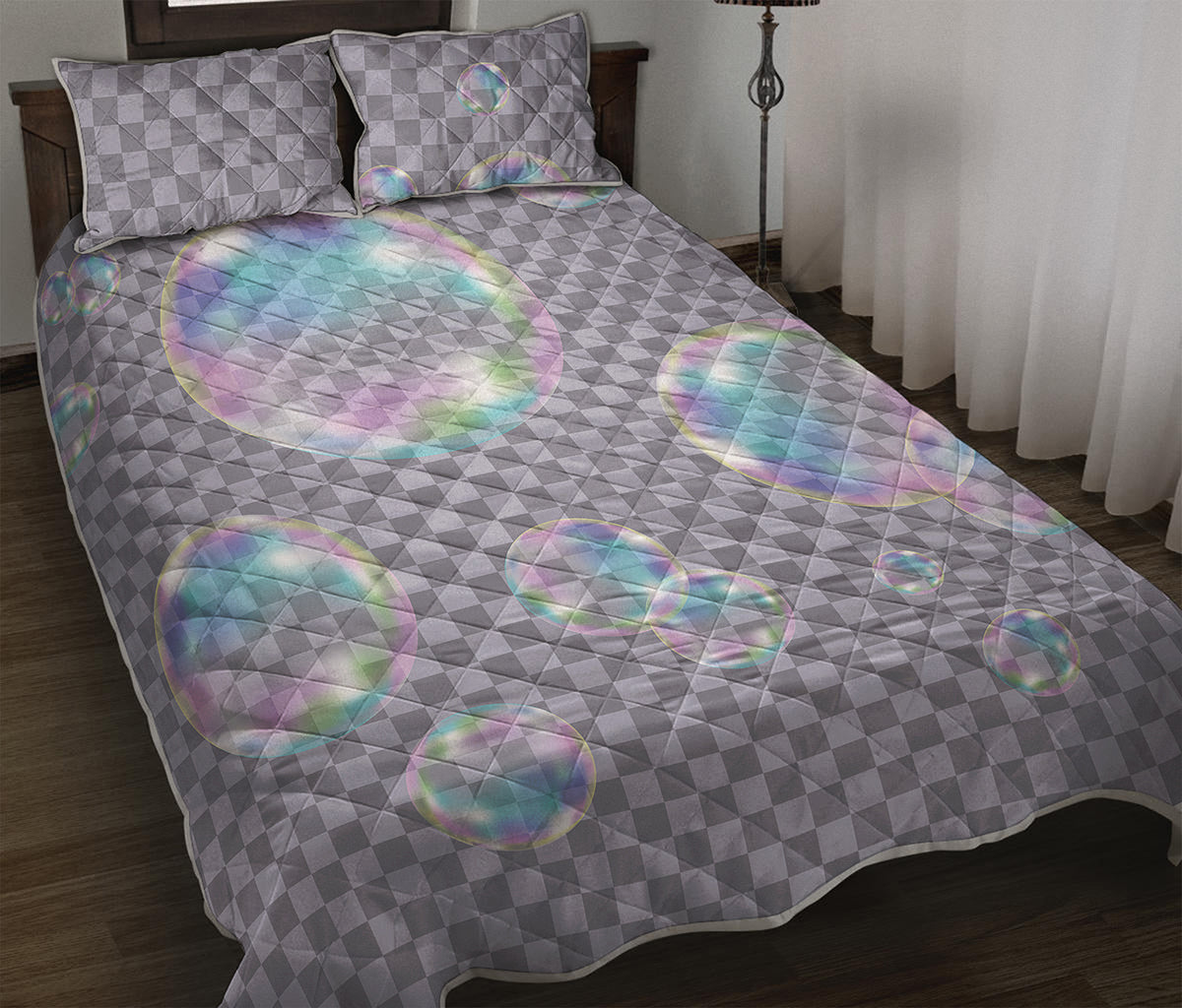 Colorful Soap Bubble Print Quilt Bed Set