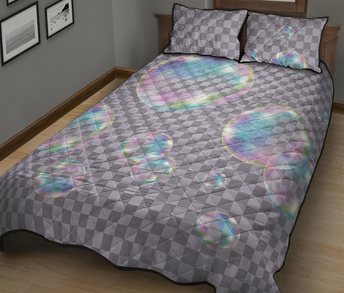 Colorful Soap Bubble Print Quilt Bed Set