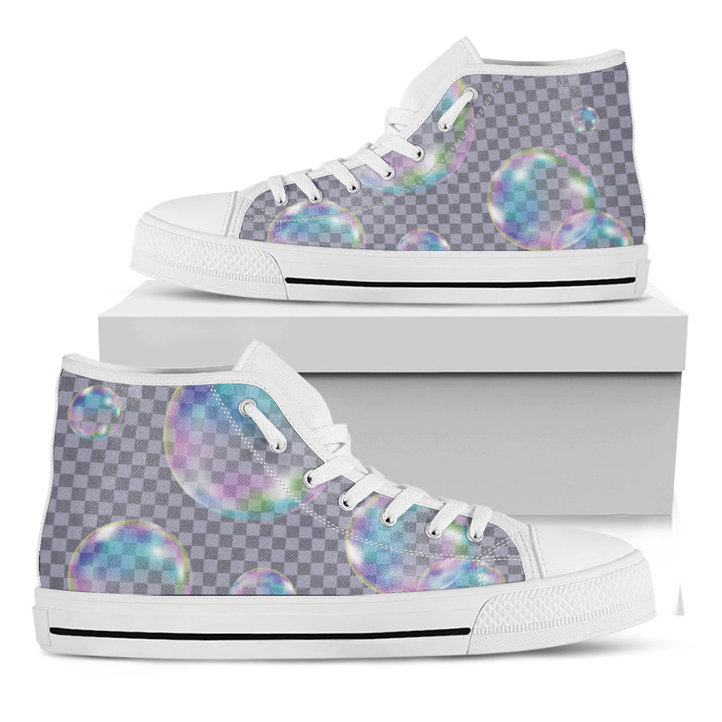 Colorful Soap Bubble Print White High Top Shoes