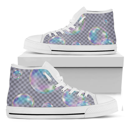 Colorful Soap Bubble Print White High Top Shoes