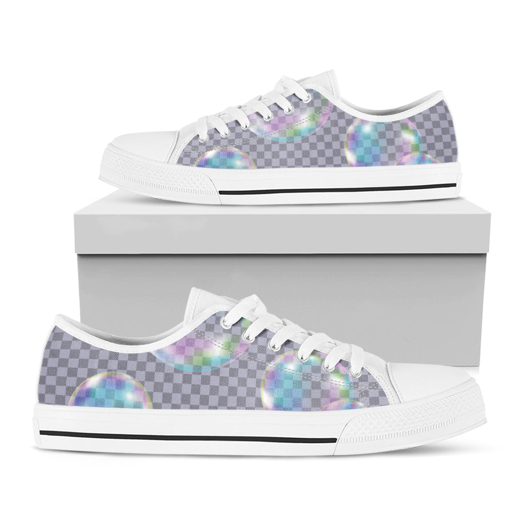 Colorful Soap Bubble Print White Low Top Shoes