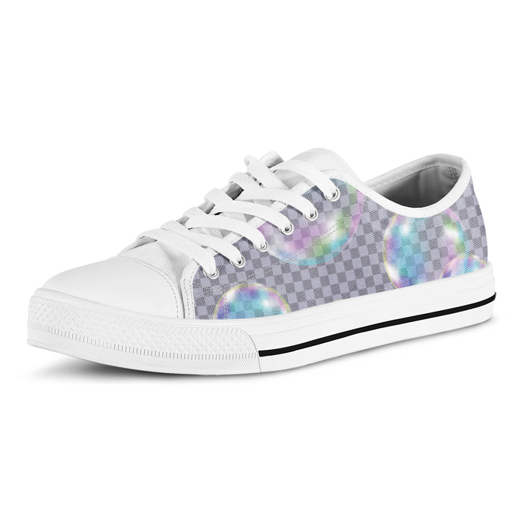 Colorful Soap Bubble Print White Low Top Shoes