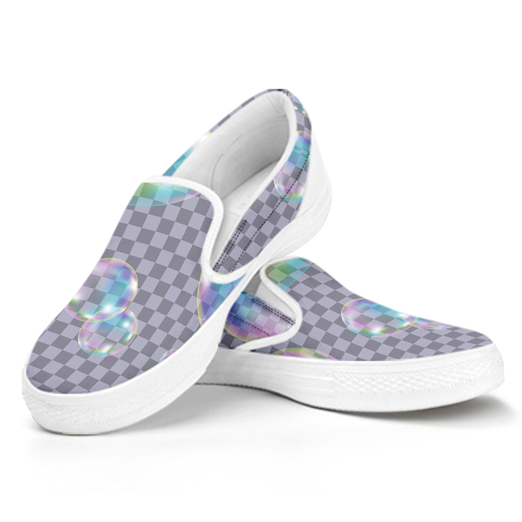 Colorful Soap Bubble Print White Slip On Shoes