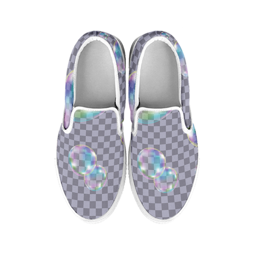 Colorful Soap Bubble Print White Slip On Shoes