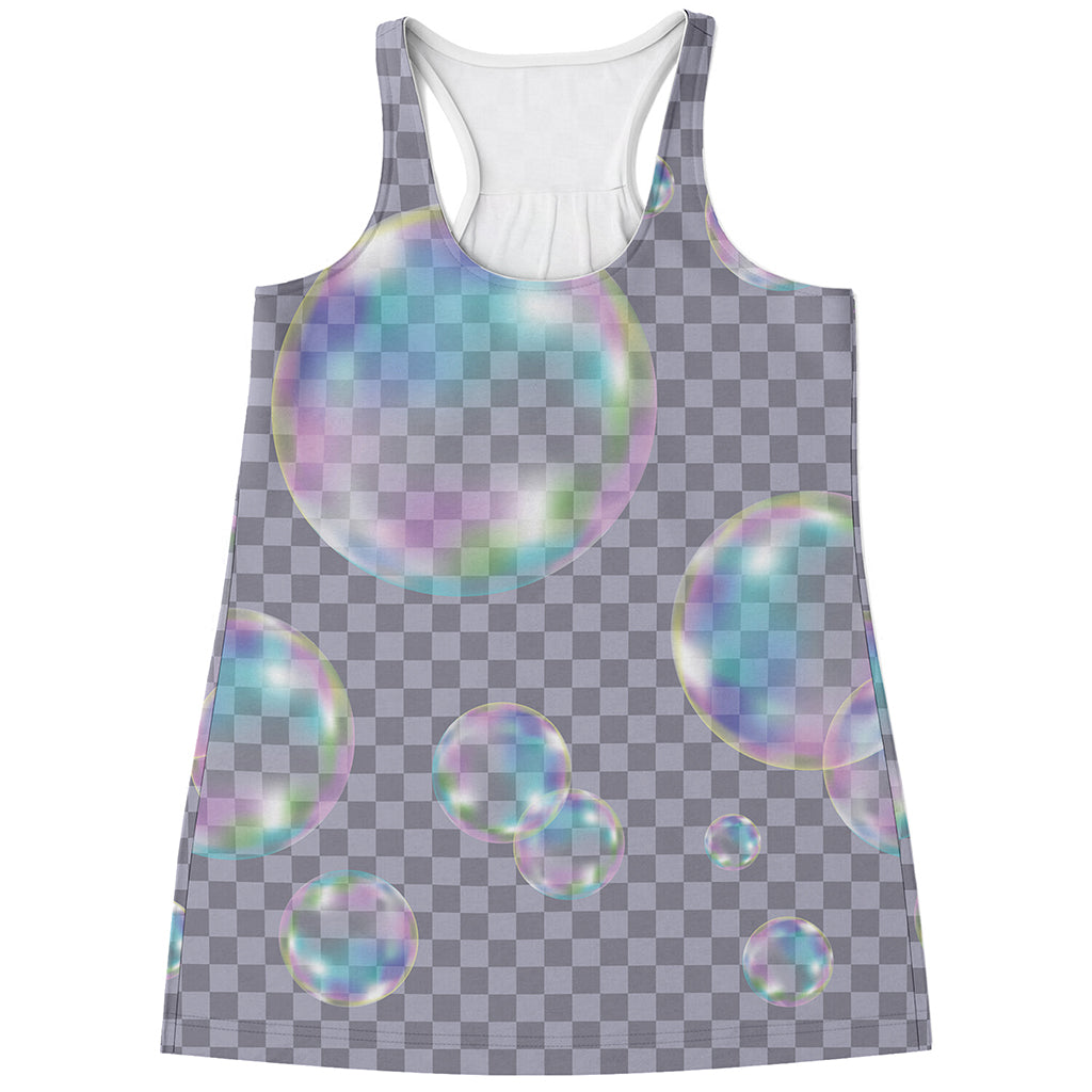 Colorful Soap Bubble Print Women's Racerback Tank Top
