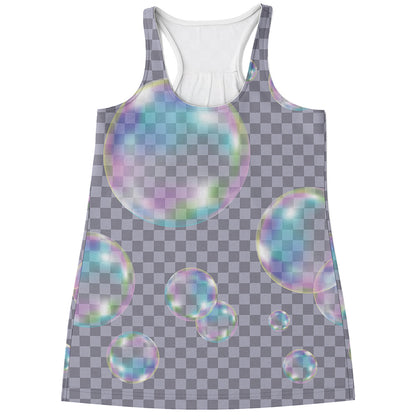 Colorful Soap Bubble Print Women's Racerback Tank Top