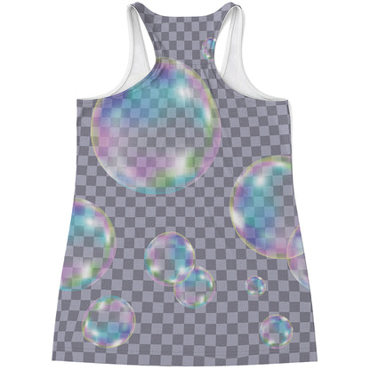 Colorful Soap Bubble Print Women's Racerback Tank Top