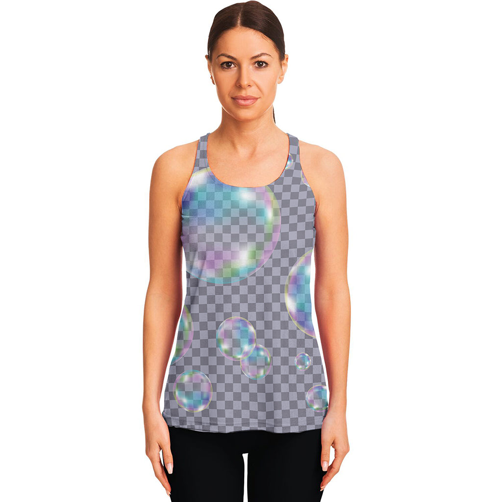 Colorful Soap Bubble Print Women's Racerback Tank Top