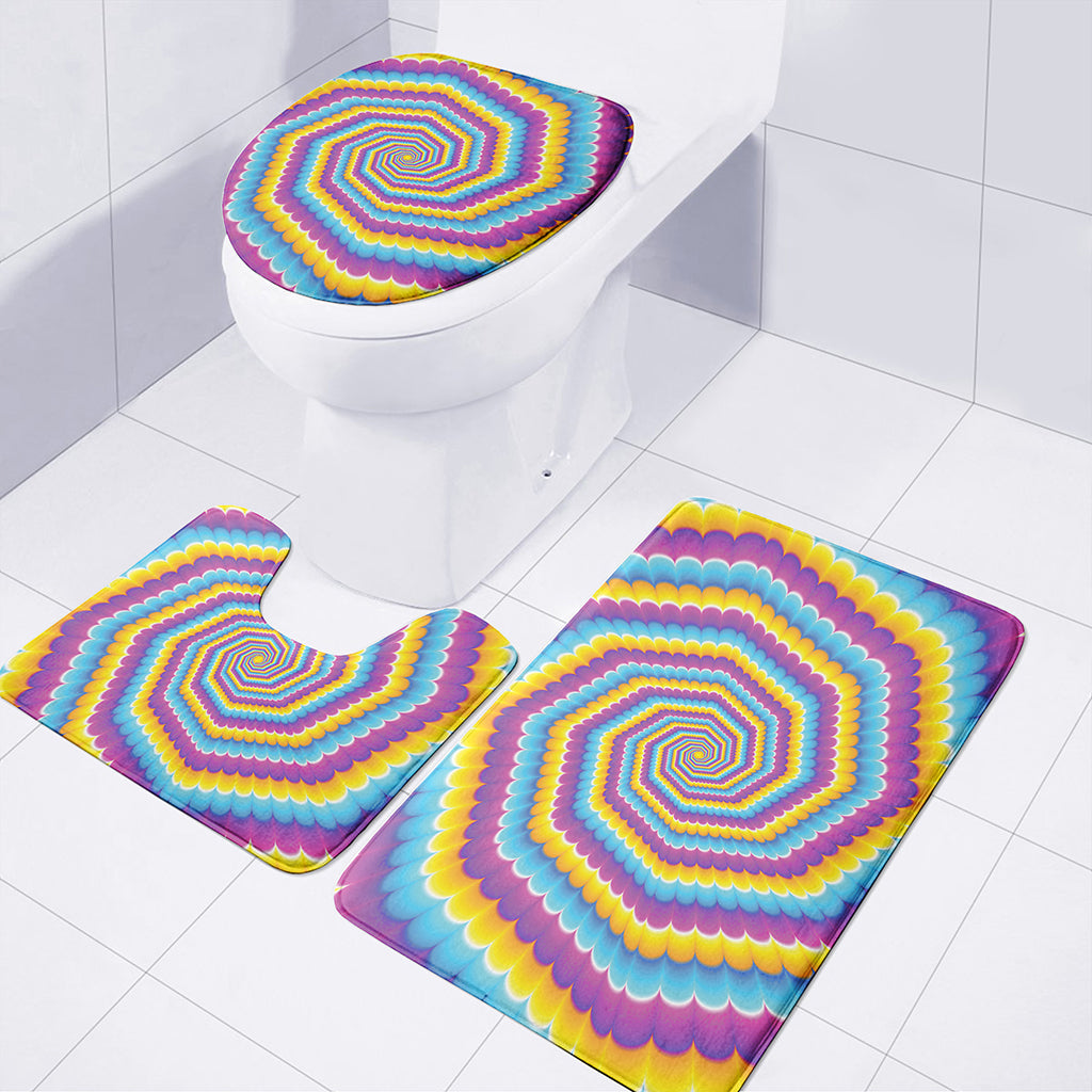 Colorful Spiral Illusion Print 3 Piece Bath Mat Set