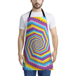 Colorful Spiral Illusion Print Apron