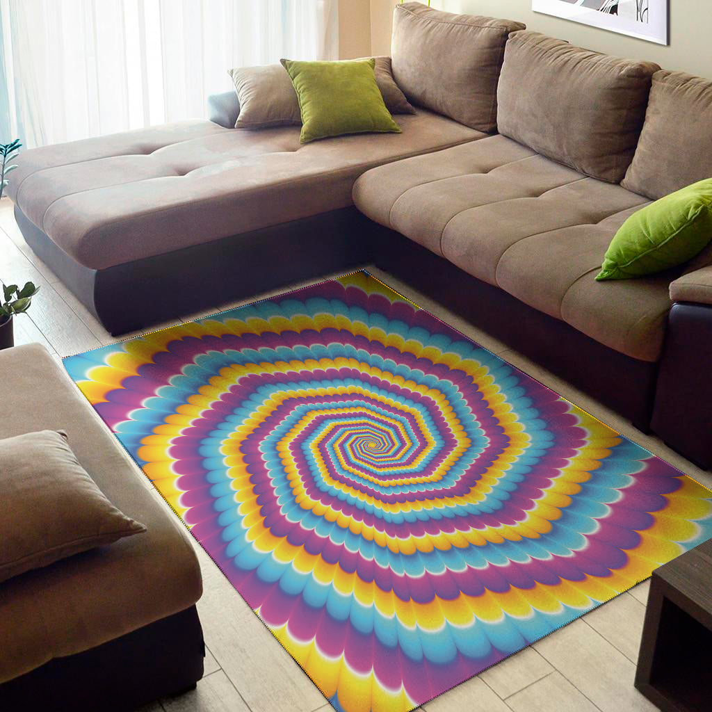 Colorful Spiral Illusion Print Area Rug