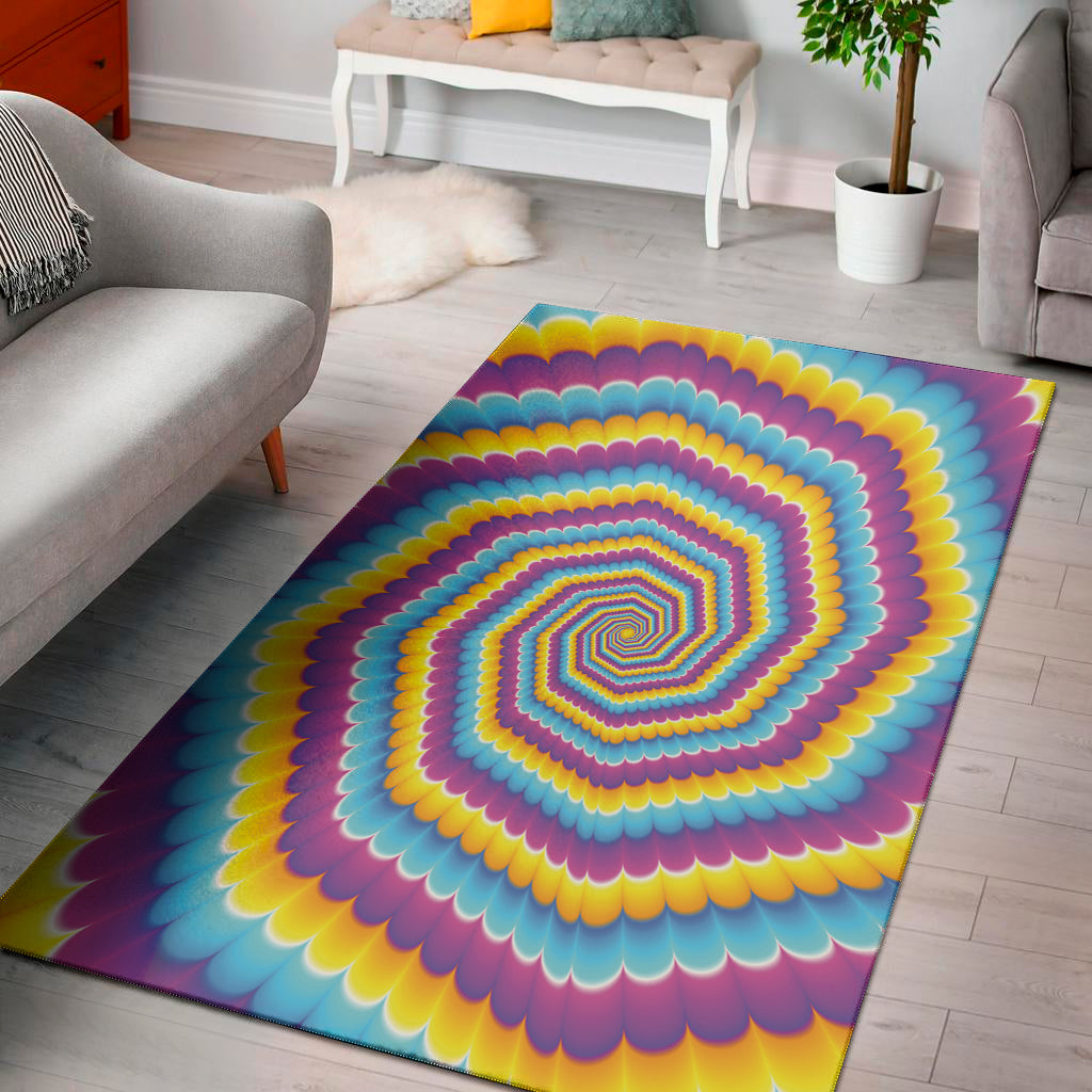 Colorful Spiral Illusion Print Area Rug