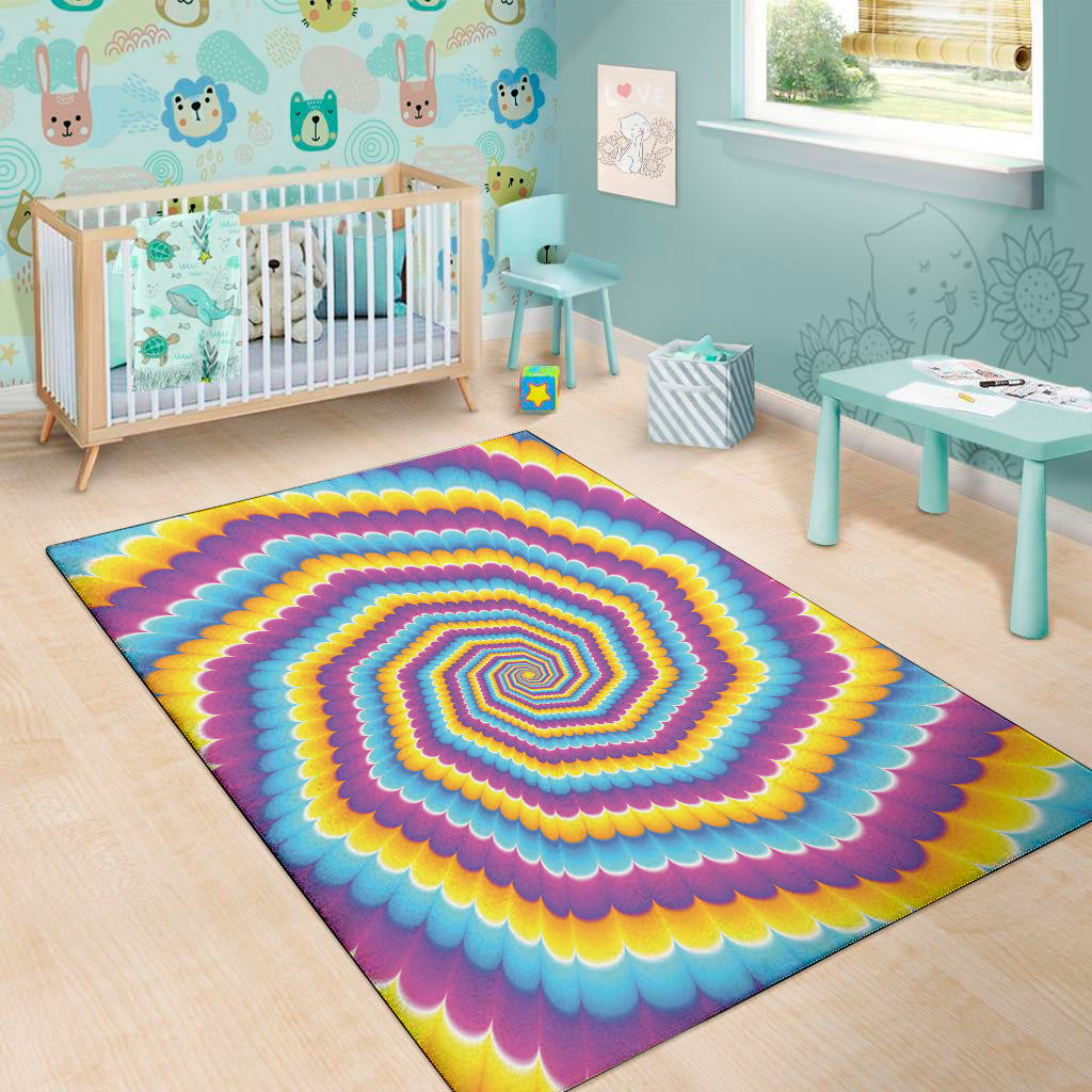 Colorful Spiral Illusion Print Area Rug