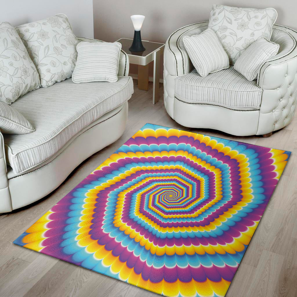 Colorful Spiral Illusion Print Area Rug