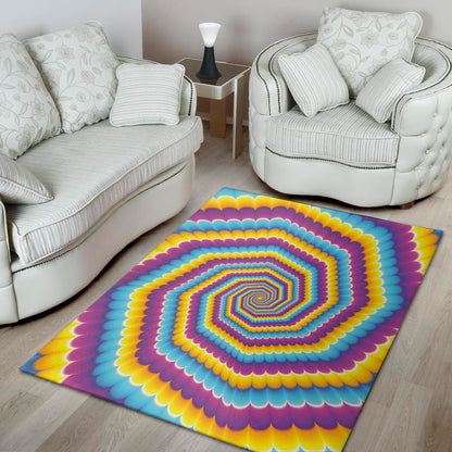 Colorful Spiral Illusion Print Area Rug