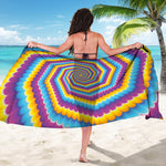 Colorful Spiral Illusion Print Beach Sarong Wrap