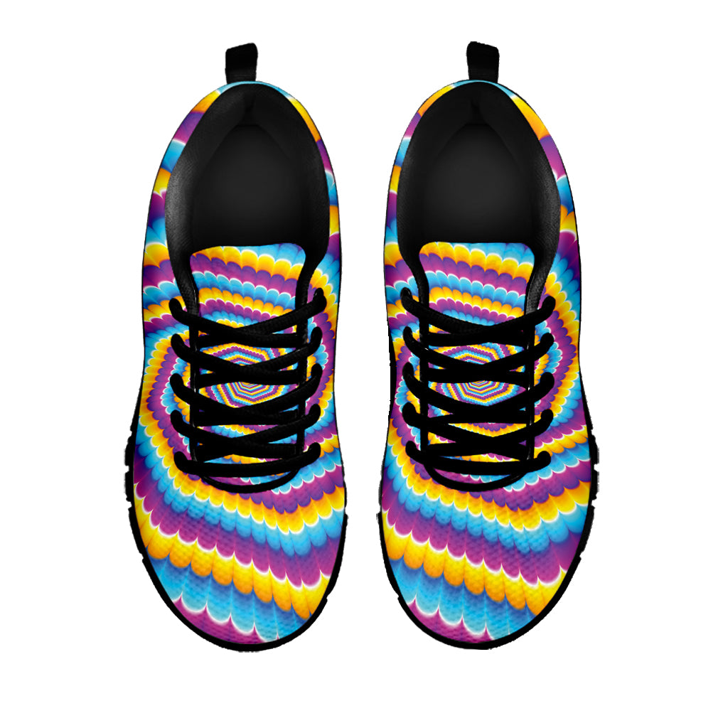 Colorful Spiral Illusion Print Black Sneakers