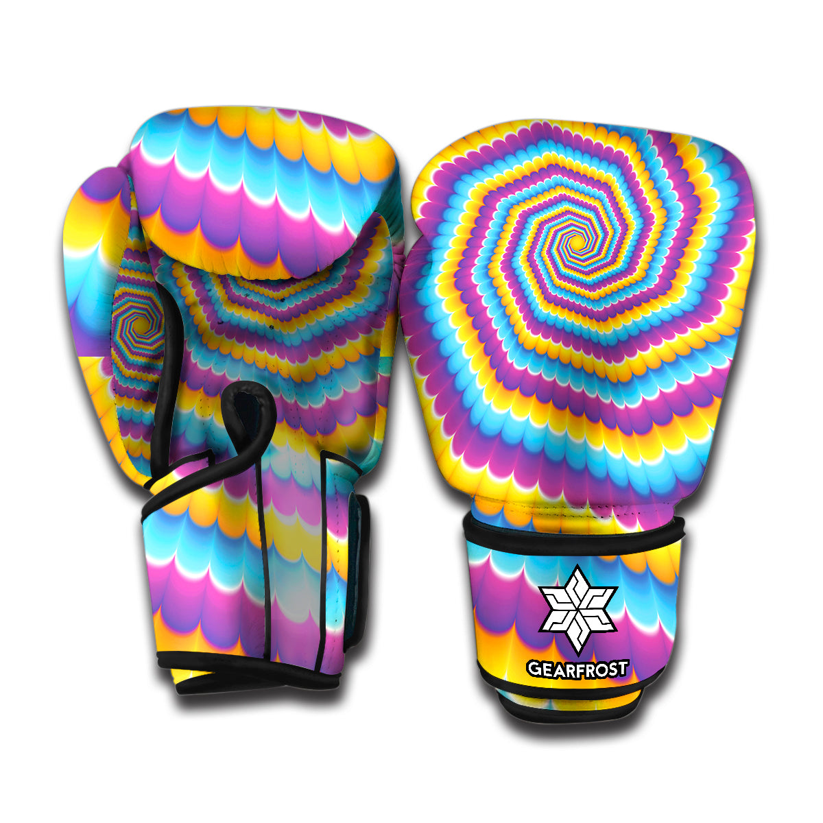 Colorful Spiral Illusion Print Boxing Gloves