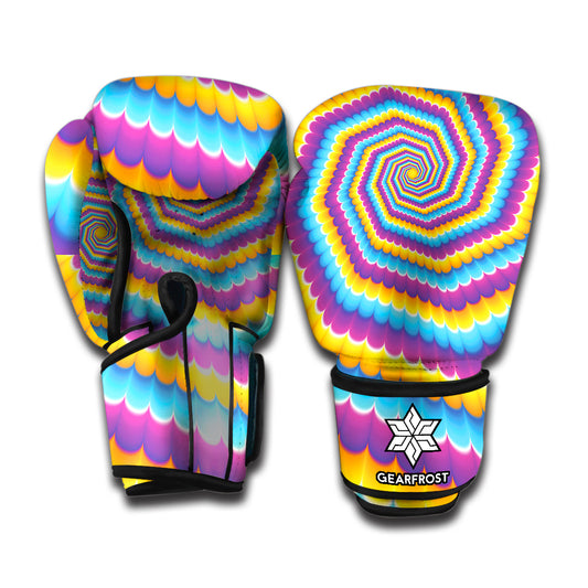 Colorful Spiral Illusion Print Boxing Gloves
