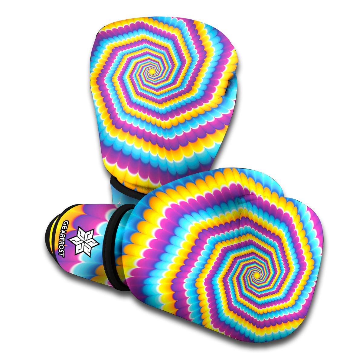 Colorful Spiral Illusion Print Boxing Gloves
