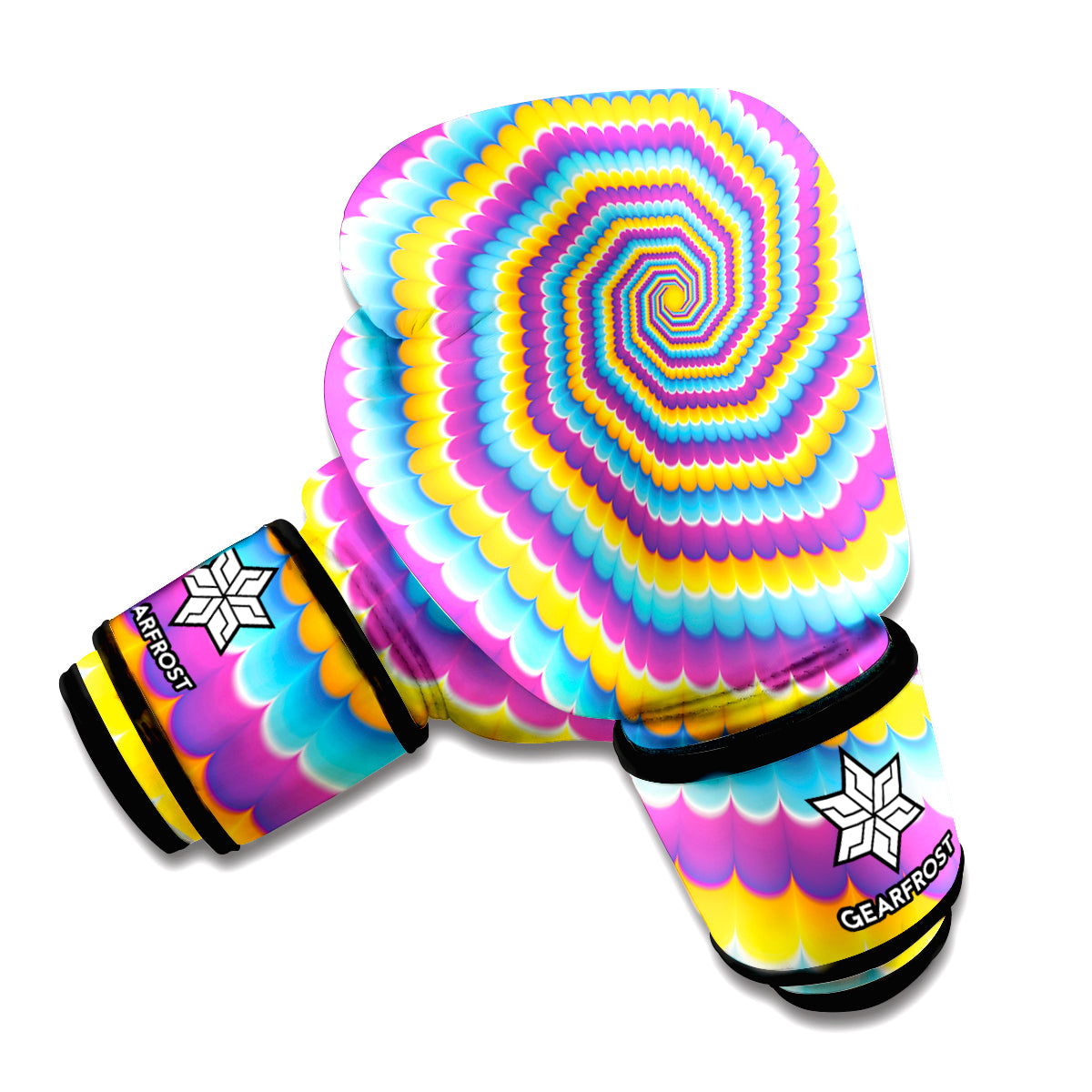 Colorful Spiral Illusion Print Boxing Gloves