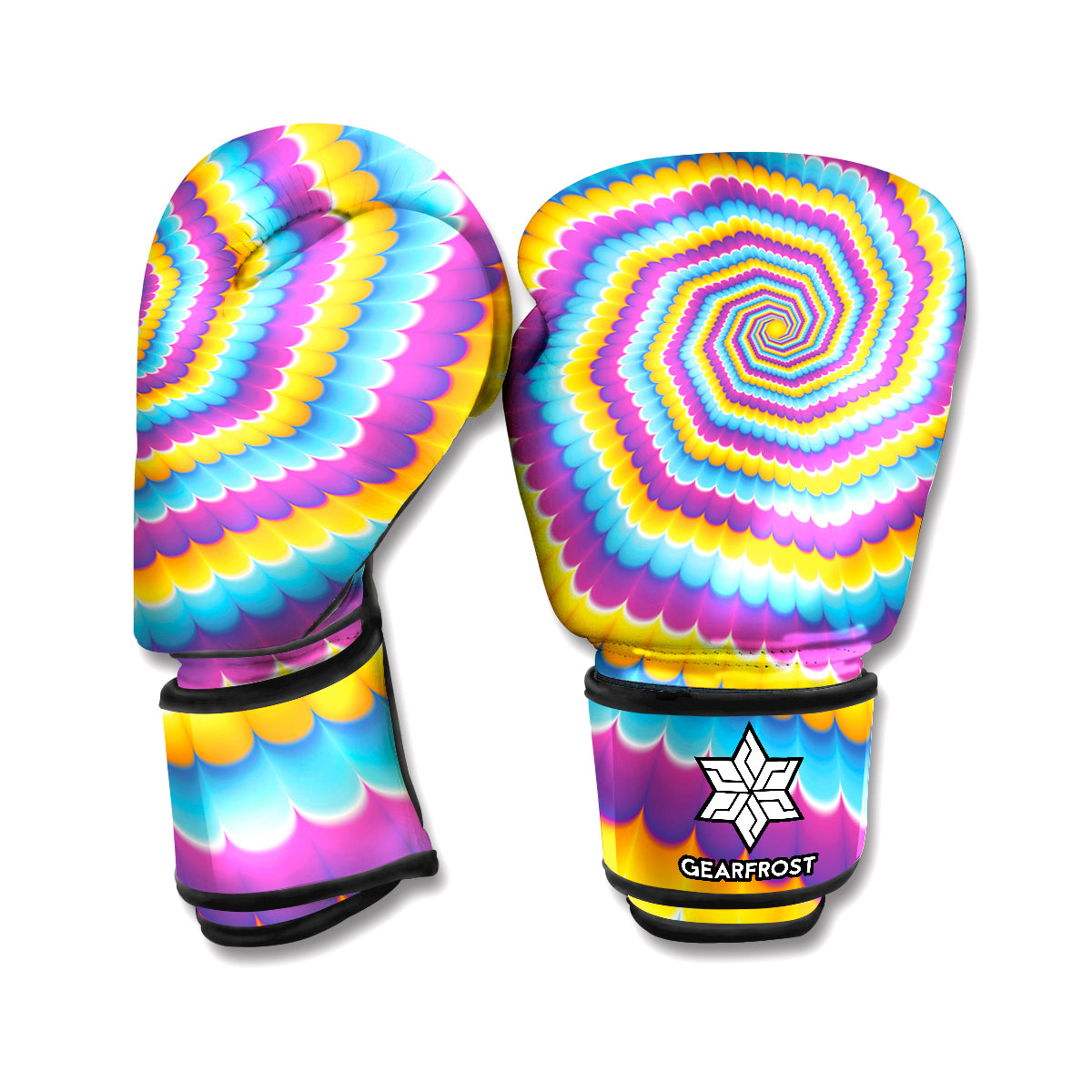 Colorful Spiral Illusion Print Boxing Gloves