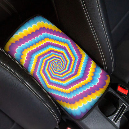 Colorful Spiral Illusion Print Car Center Console Cover