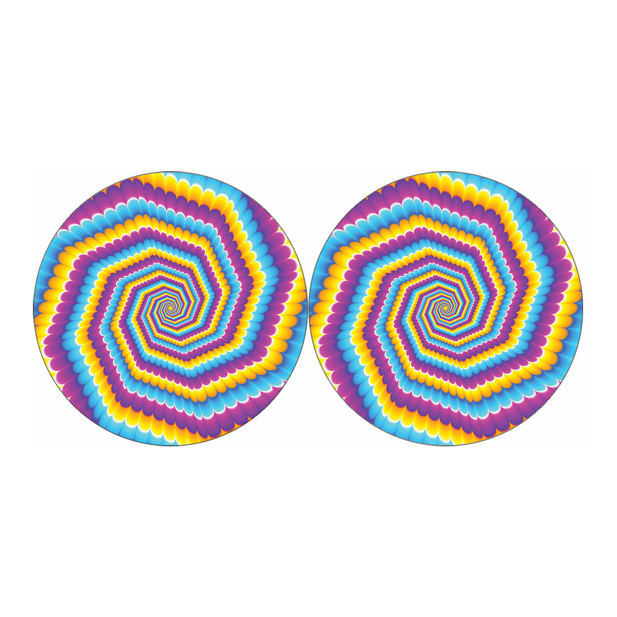 Colorful Spiral Illusion Print Car Coasters