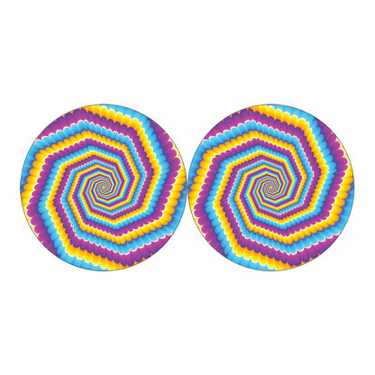 Colorful Spiral Illusion Print Car Coasters