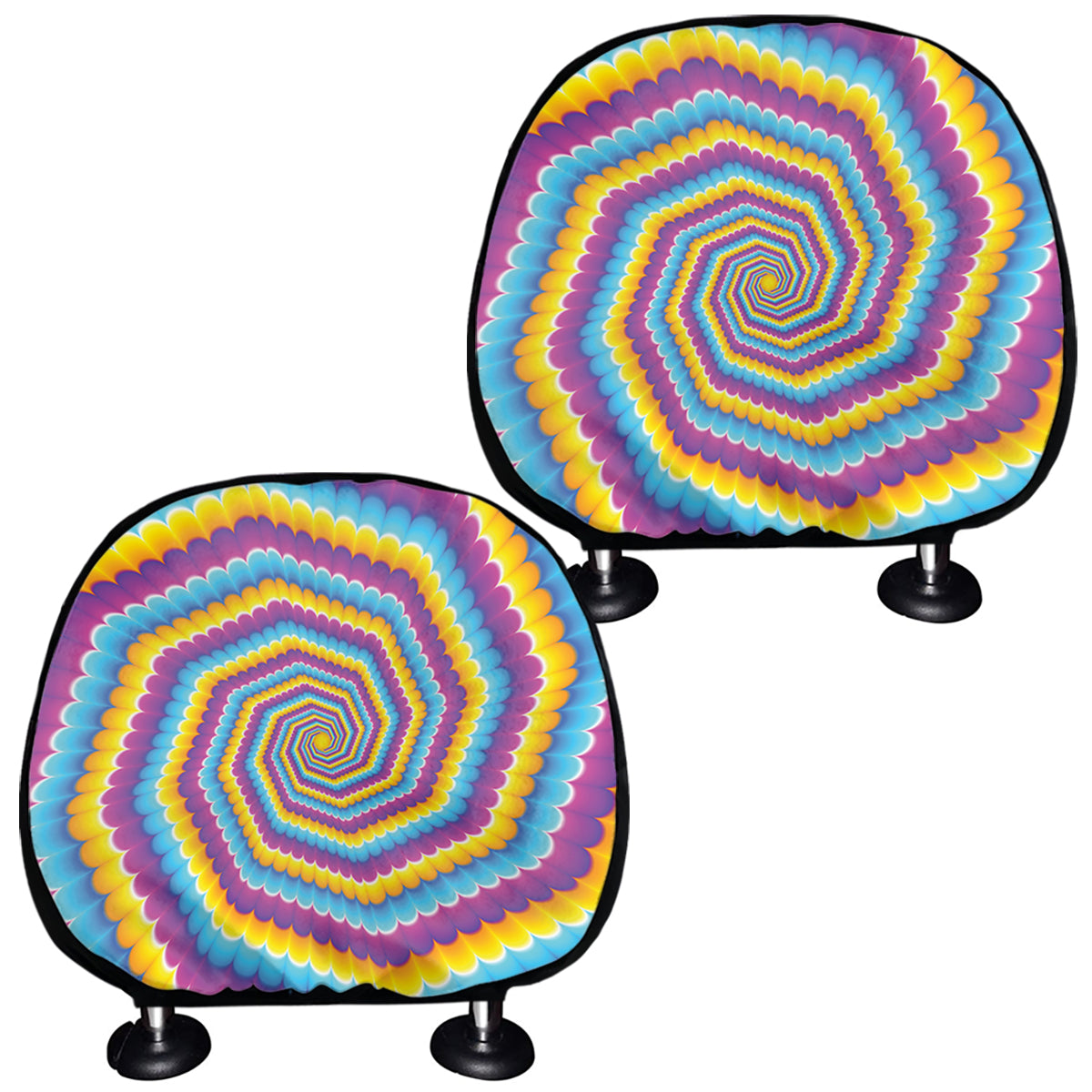 Colorful Spiral Illusion Print Car Headrest Covers