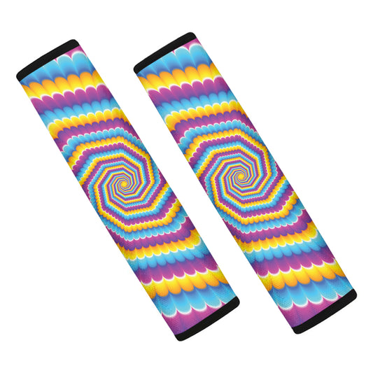 Colorful Spiral Illusion Print Car Seat Belt Covers