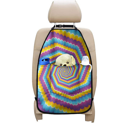 Colorful Spiral Illusion Print Car Seat Organizers