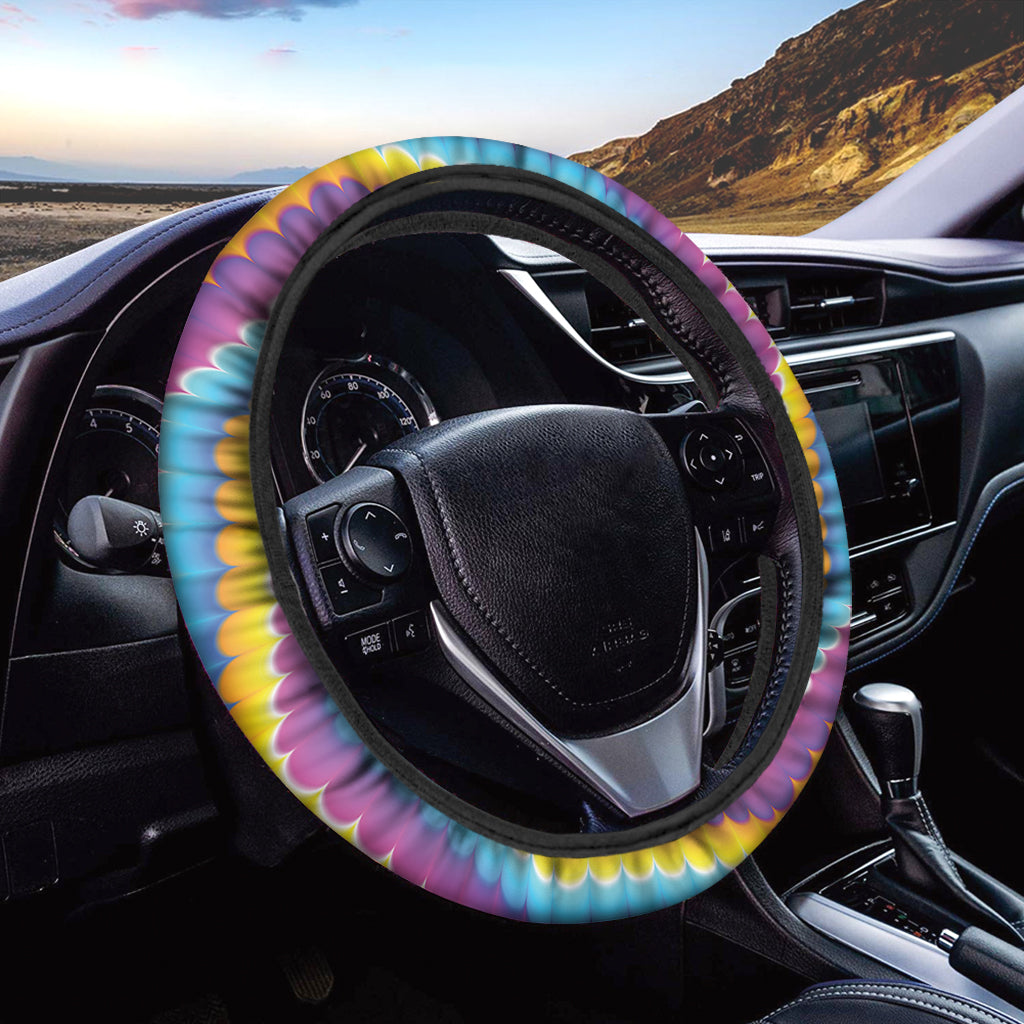 Colorful Spiral Illusion Print Car Steering Wheel Cover