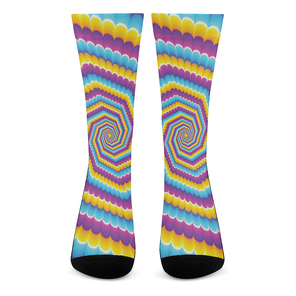 Colorful Spiral Illusion Print Crew Socks