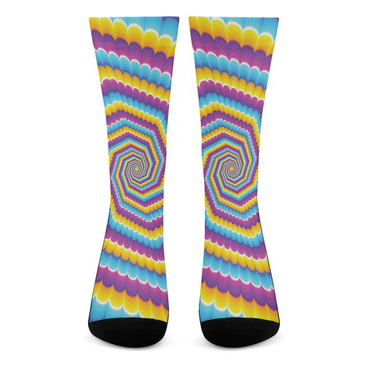 Colorful Spiral Illusion Print Crew Socks