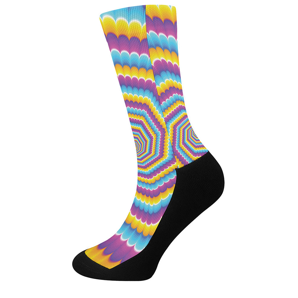 Colorful Spiral Illusion Print Crew Socks