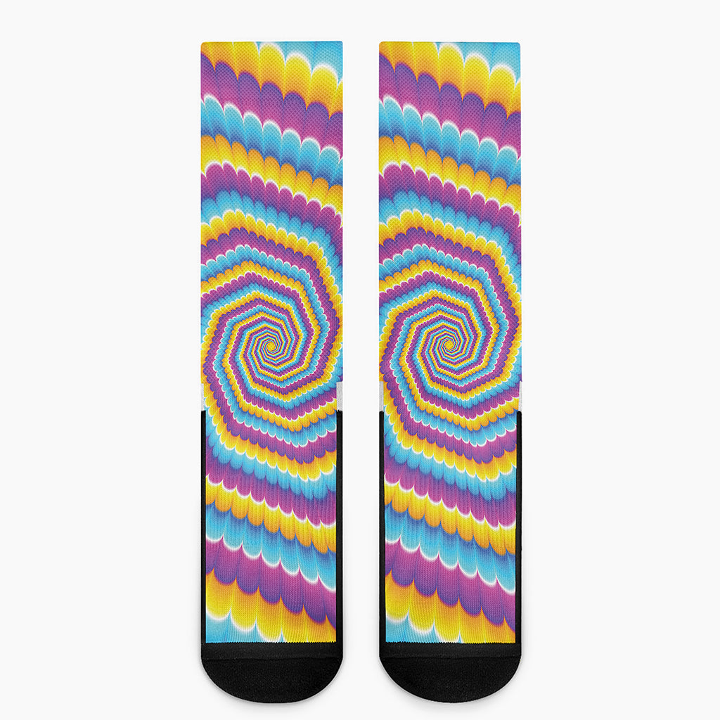 Colorful Spiral Illusion Print Crew Socks