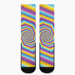 Colorful Spiral Illusion Print Crew Socks