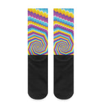 Colorful Spiral Illusion Print Crew Socks
