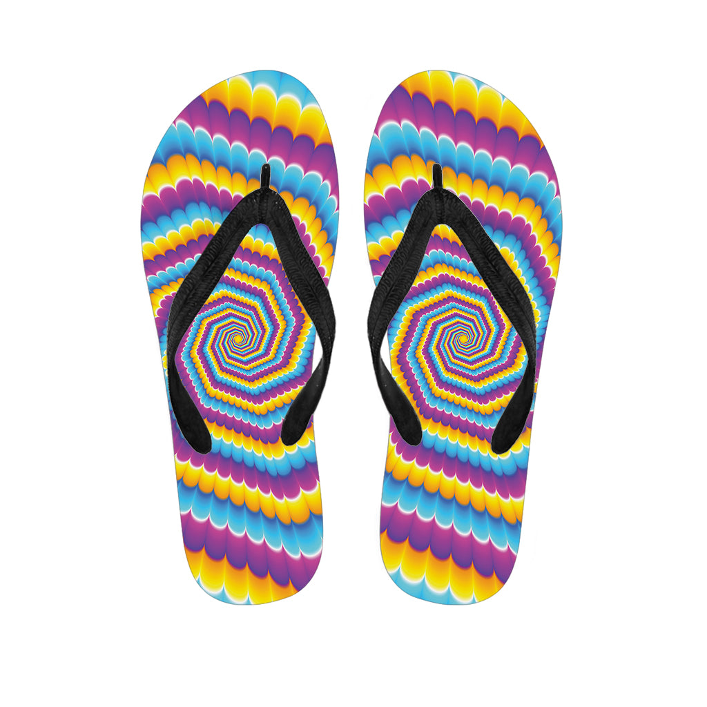 Colorful Spiral Illusion Print Flip Flops